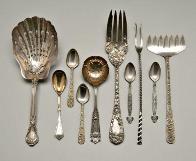 Appraisal: pieces sterling flatware includes Kirk Repousse bacon fork Gorham Chantilly