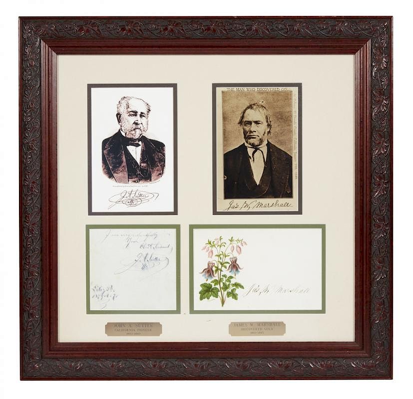 Appraisal: John Sutter and James W Marshall Autographs Framed John Sutter