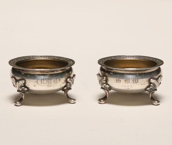 Appraisal: A pair of coin silver salts by Peter Krider and