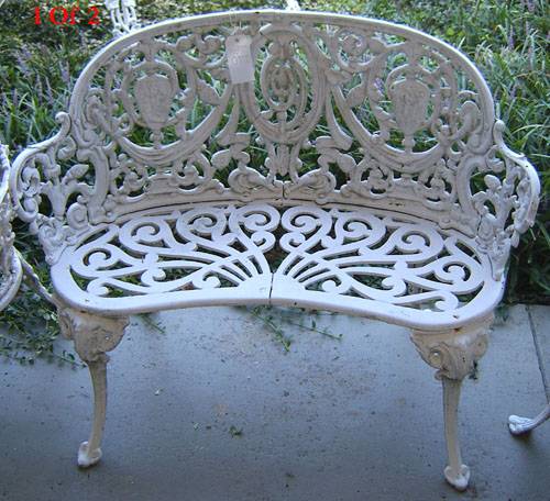 Appraisal: Four pc cast iron patio set one bench th c