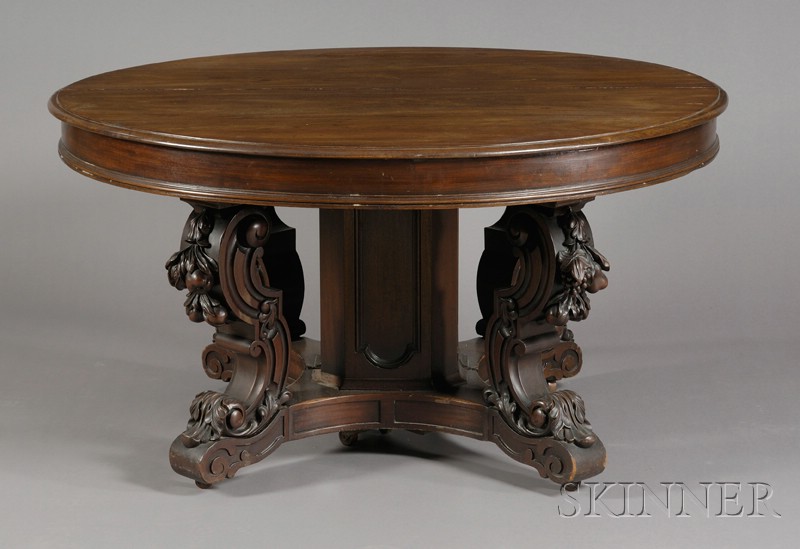 Appraisal: American Victorian Rococo Revival Carved Mahogany Extension Dining Table c