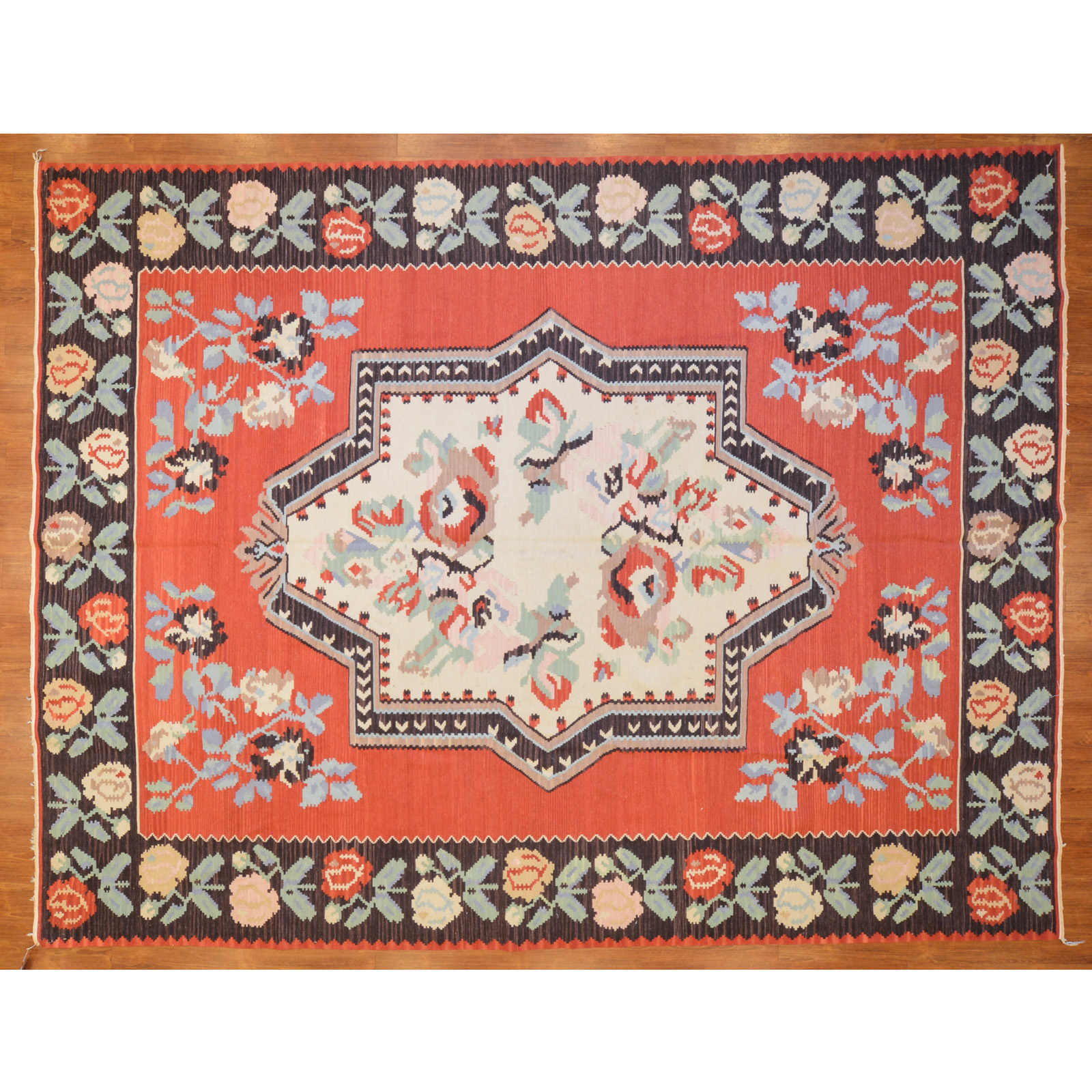 Appraisal: KILIM RUG TURKEY X Fourth quarter- th century hand-knotted wool