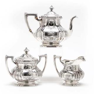 Appraisal: A Dominick Haff Sterling Silver Tea Set three pieces including