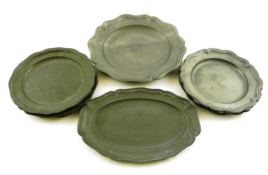 Appraisal: th C English and Continental pewter eleven pieces plates and