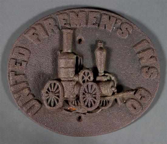 Appraisal: American cast iron fire mark for the ''United Fireman's Ins