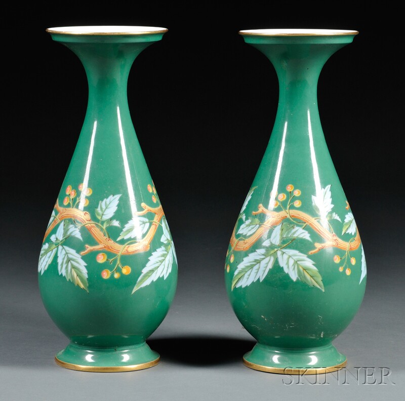 Appraisal: Pair of Paris Porcelain Vases France th century baluster-form with