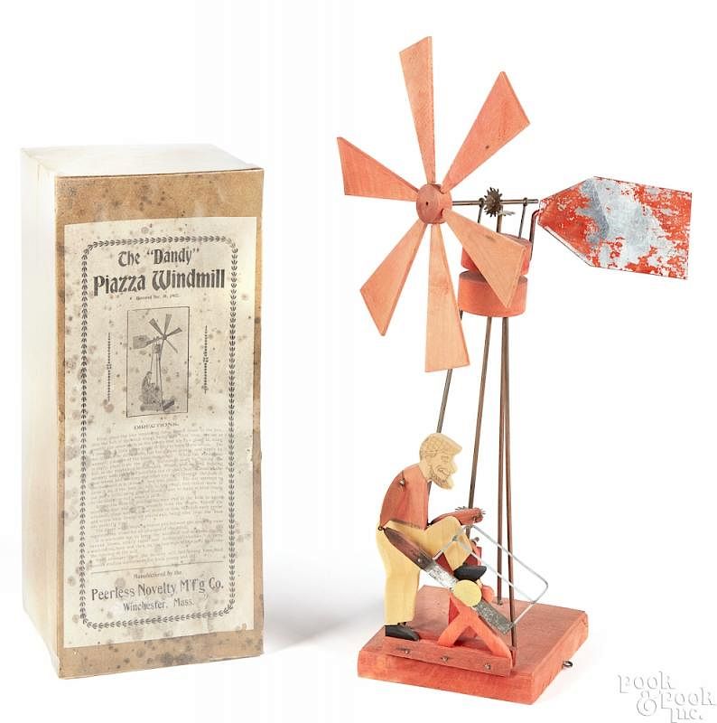 Appraisal: Peerless Novelty Mfg Co stained wood windmill Peerless Novelty Mfg