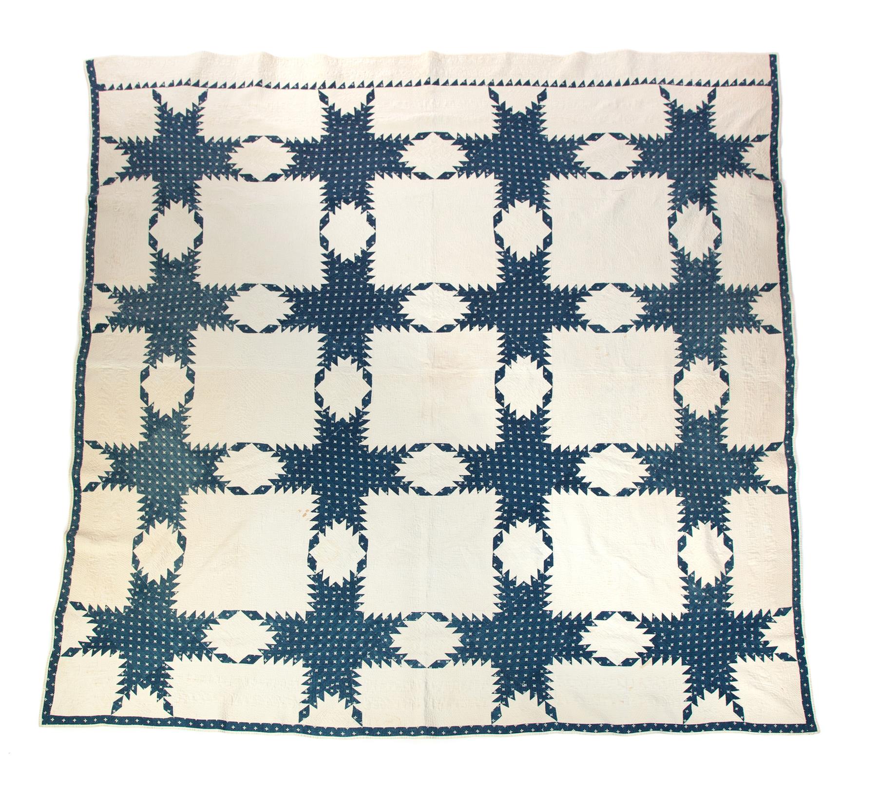 Appraisal: OHIO PIECED QUILT Bainbridge late th century Blue and white