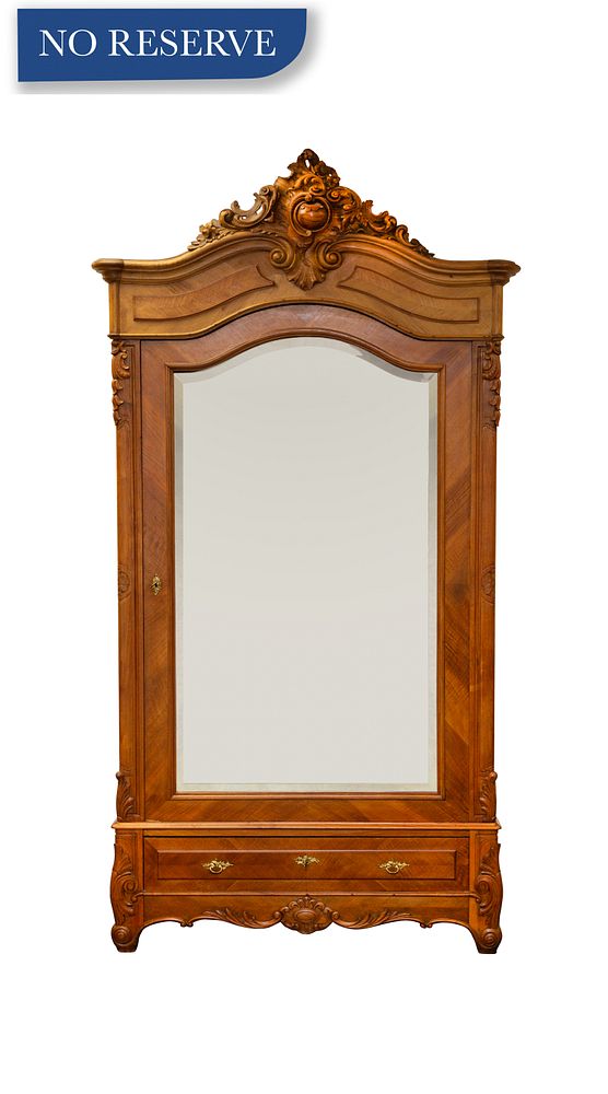 Appraisal: LATE TH CENTURY FRENCH REGENCE CARVED WALNUT OVERSIZED MIRRORED SINGLE