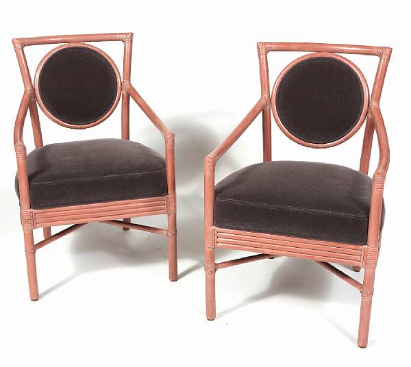 Appraisal: A pair of O Diaz Ascuy 'salon' upholstered armchairs McGuire