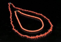 Appraisal: Two Vintage Red Coral Necklaces First necklace has rounded beads