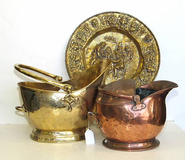 Appraisal: A group of English copper and brass th century Comprising