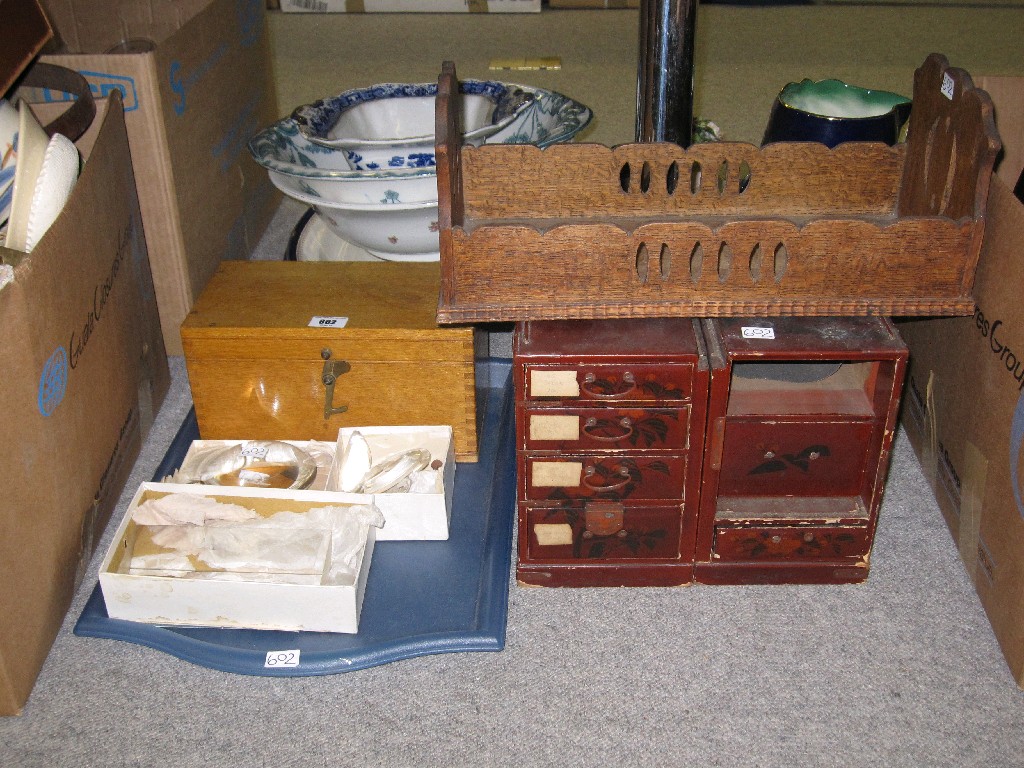 Appraisal: Tray lot to include scales prisms book rack and an