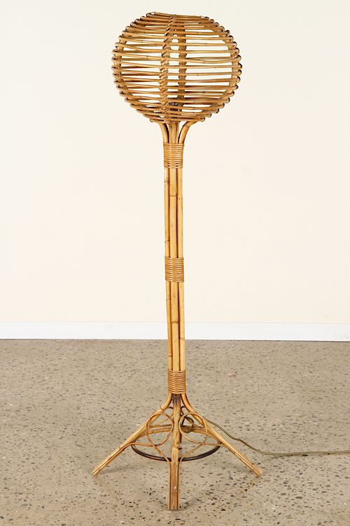 Appraisal: MID CENTURY MODERN RATTAN FLOOR LAMP C A mid century