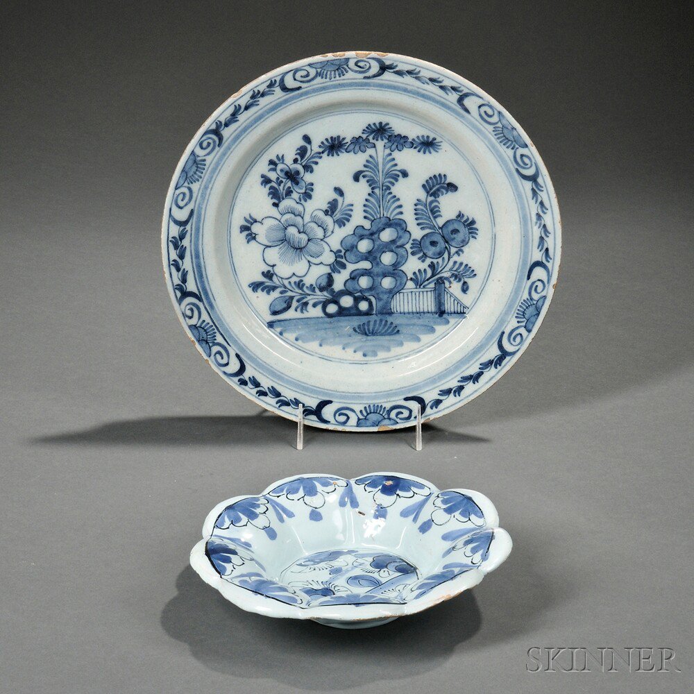 Appraisal: Two Dutch Delft Blue and White Dishes Holland th and