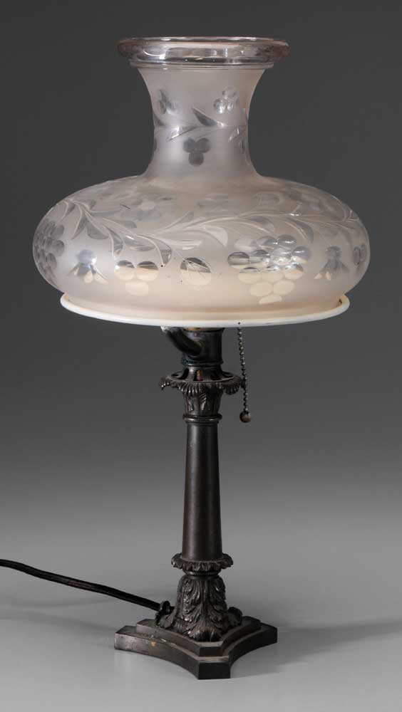 Appraisal: Bronze Lamp American late th century base with tapered column