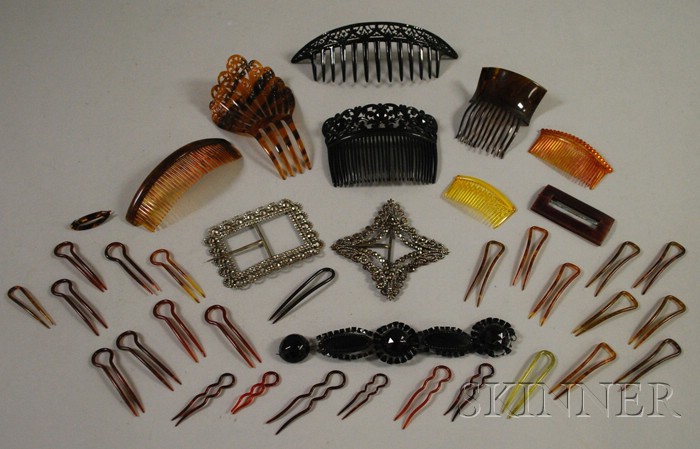 Appraisal: Group of Mostly Victorian Hair Ornaments including combs pins two