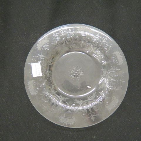 Appraisal: Steuben Engraved Crystal Dish floral urn decorations rock crystal style