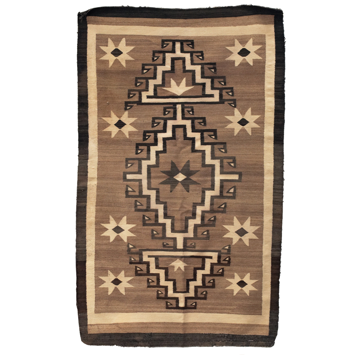 Appraisal: Navajo rug c diamond pattern in brown and cream some