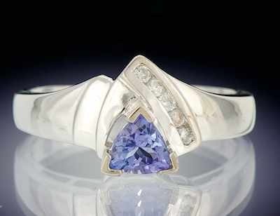 Appraisal: A Ladies' Tanzanite and Diamond Ring k white gold ring