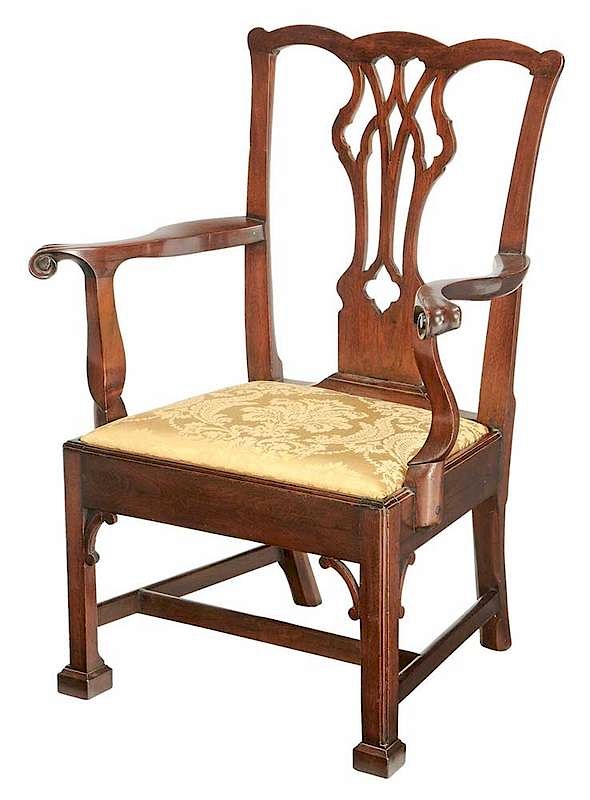 Appraisal: Philadelphia Chippendale Mahogany Armchair Pennsylvania - with pierced splat scrolled