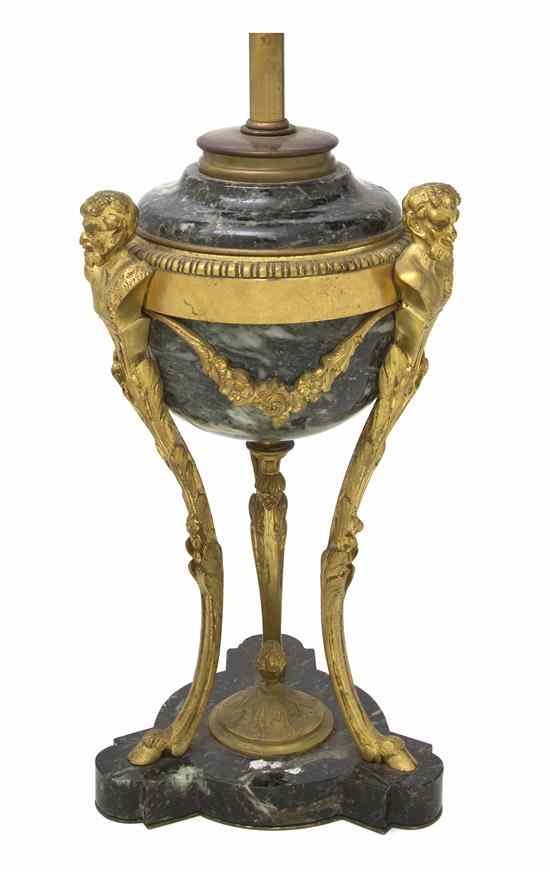 Appraisal: A Neoclassical Gilt Bronze and Marble Lamp having an urn