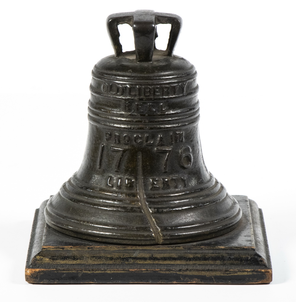 Appraisal: BAILEY'S CENTENNIAL MONEY BANK Iron Liberty Bell Form Bank set