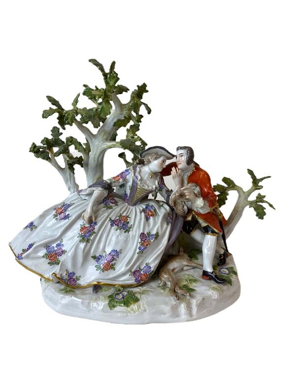 Appraisal: Meissen Porcelain Figural Group Two Lovers Meissen Porcelain Figural Group