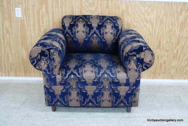 Appraisal: Navy Blue Gold Pattern Lounge ChairFrom an estate and less