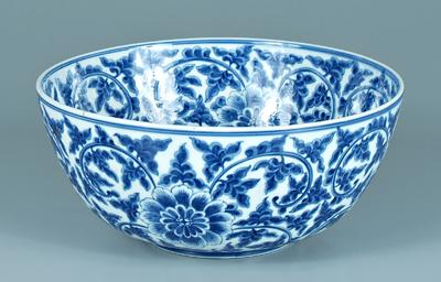 Appraisal: Chinese porcelain bowl blue and white scrolling lotus design early