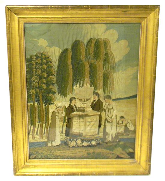 Appraisal: Mourning picture c English silk on silk large scene with