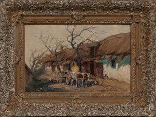 Appraisal: Nemethy Gutahazi Gyorgy Hungarian - Ox Cart Before a Row