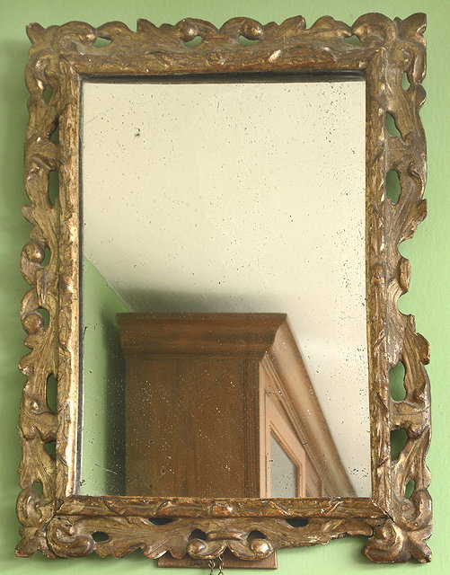 Appraisal: AN OLD GILT FRAMED RECTANGULAR DRESSING TABLE MIRROR with carved