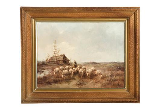 Appraisal: SHEEP ON THE HEATHER BY A V BERGEN NORTHEN EUROPEAN