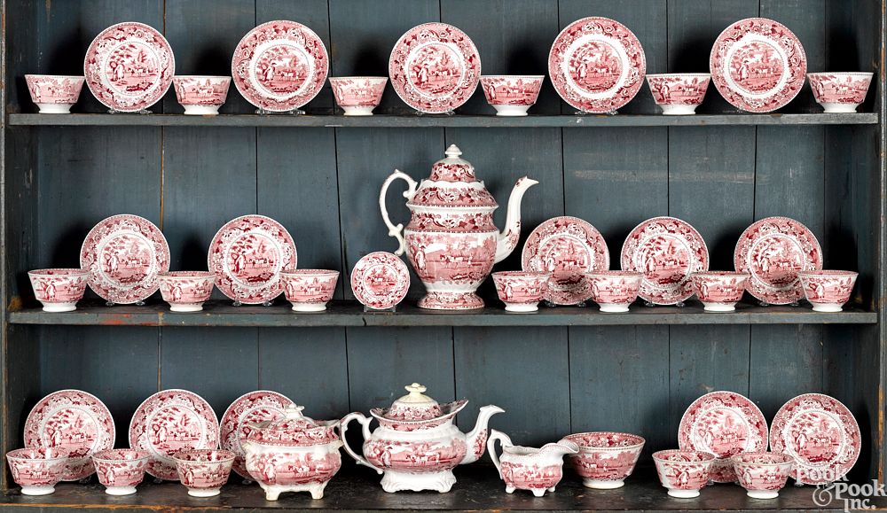 Appraisal: Red Staffordshire Sower tea and coffee service Red Staffordshire Sower