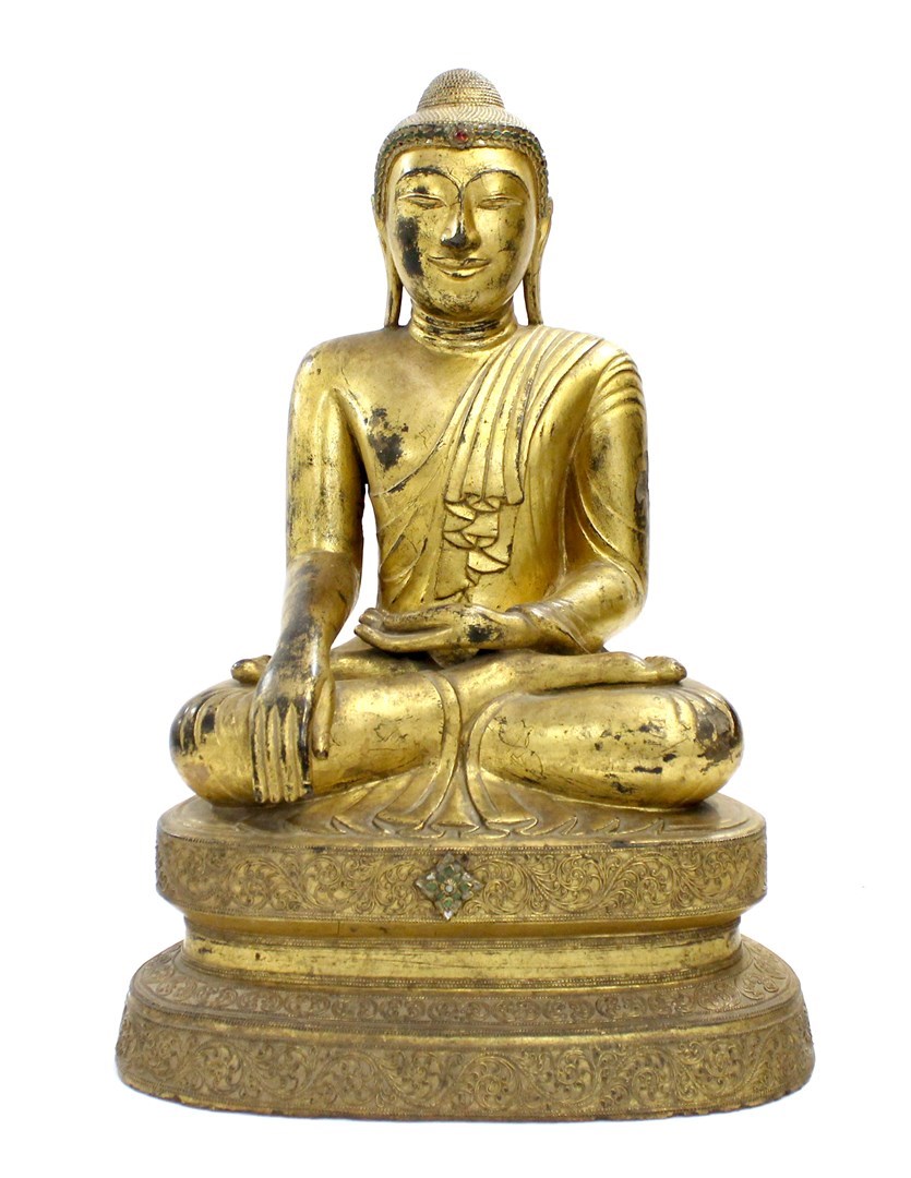 Appraisal: A lacquered and gilt Buddha late th- th century seated