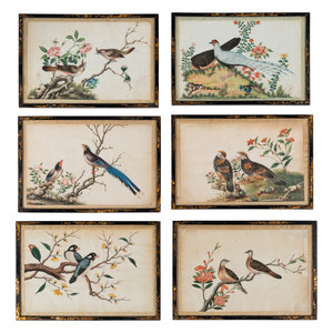 Appraisal: Six Chinese Export Pith Paintings th Century each depicting a