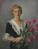 Appraisal: Pietro Costa Portrait of Marcia Holding Tulips Oil on canvas