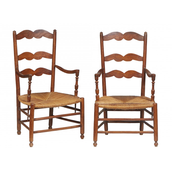 Appraisal: Pair of French Provincial Carved Beech Rushseat Armchairs th c