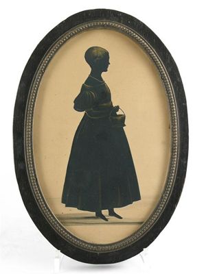 Appraisal: W Seville fl - Cut silhouette of a girl full