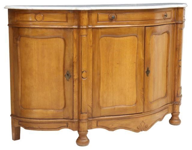 Appraisal: French Provincial fruitwood sideboard th c having shaped marble top