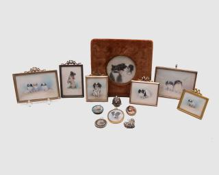 Appraisal: Ten Portrait Miniatures of Dogs together with Two Silver Dog