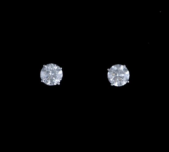 Appraisal: Diamond stud earrings two round brilliant-cut diamonds ctw color F-G