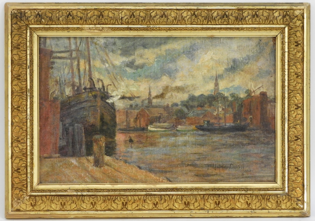 Appraisal: FREDERICK USHER DE VOLL MARITIME HARBOR PAINTING Rhode Island -