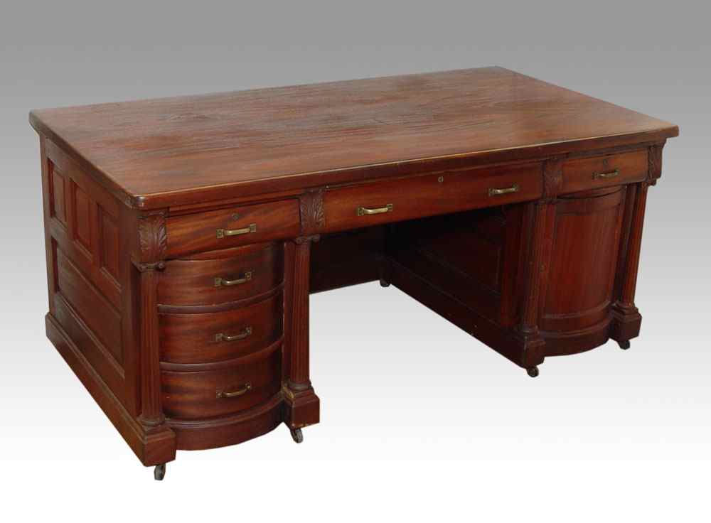 Appraisal: MAHOGANY EXECUTIVE DESK Large work surface over three drawers on