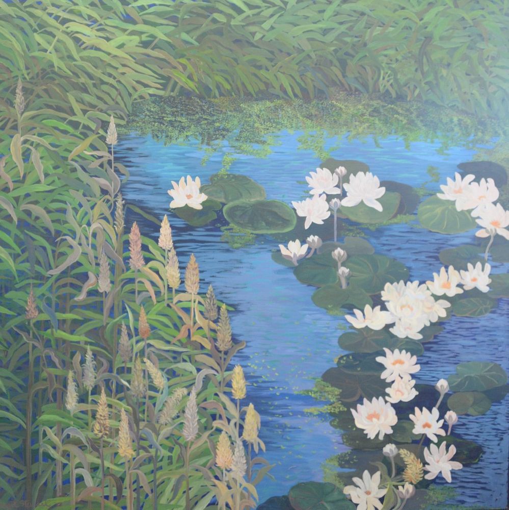 Appraisal: Margot Stewart oil on canvas Spring Lilly Pad on Water's