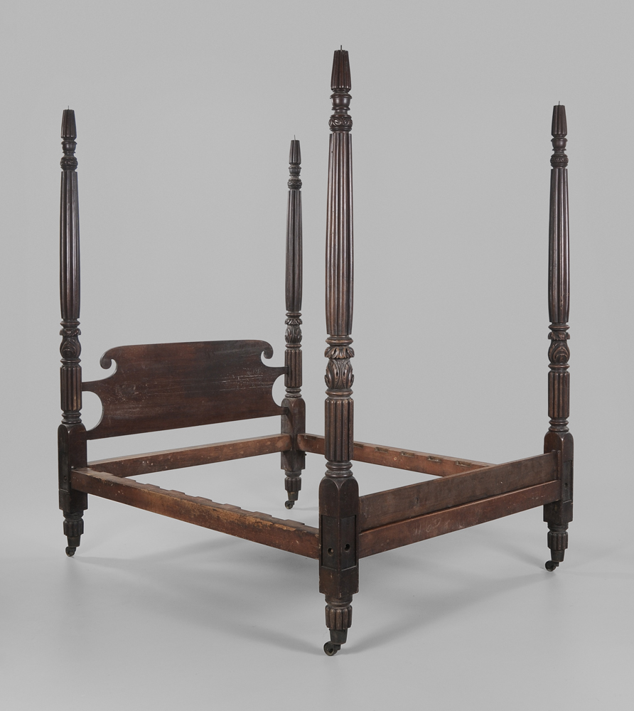 Appraisal: Classical Carved Mahogany Four-Poster Bedstead American possibly Southern th century