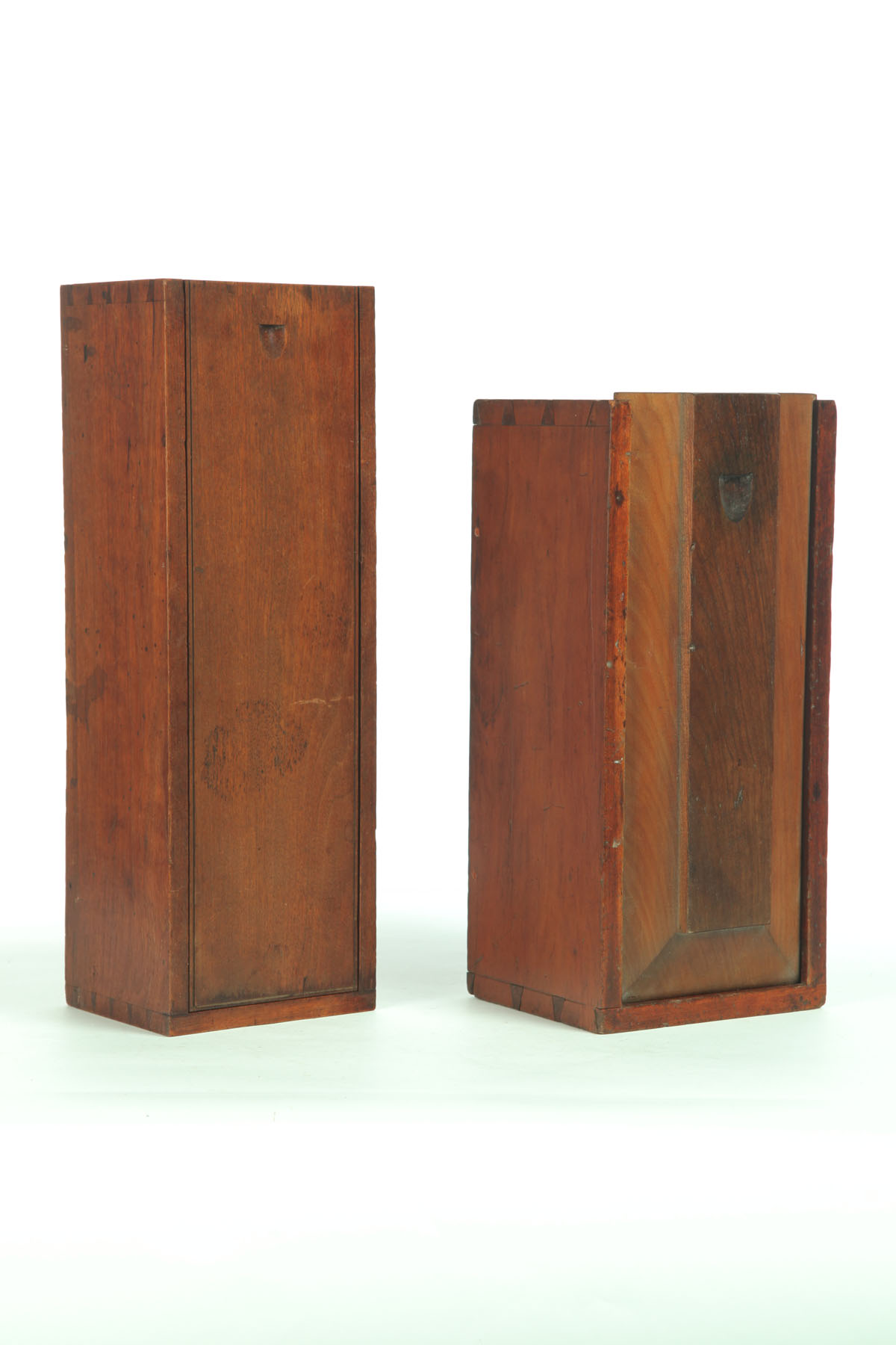 Appraisal: TWO SLIDE LID BOXES American th century Dovetailed walnut with