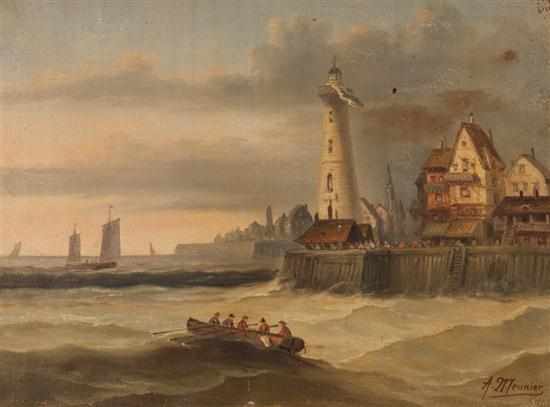 Appraisal: A Meunier late th early th century Continental Harbor Scene