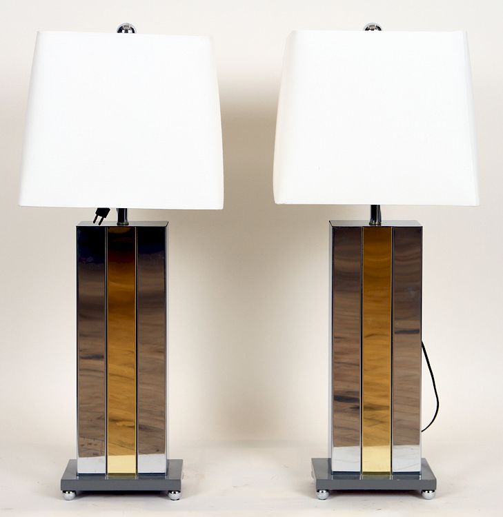 Appraisal: PAIR LABELED ROBERT SONNEMAN CHROME TABLE LAMPS A pair of